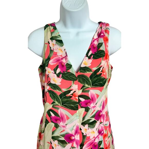 Tommy Bahama Floral Tropical Midi Dress Sz XXS Sleeveless Lined High Low Hem - Picture 4 of 9